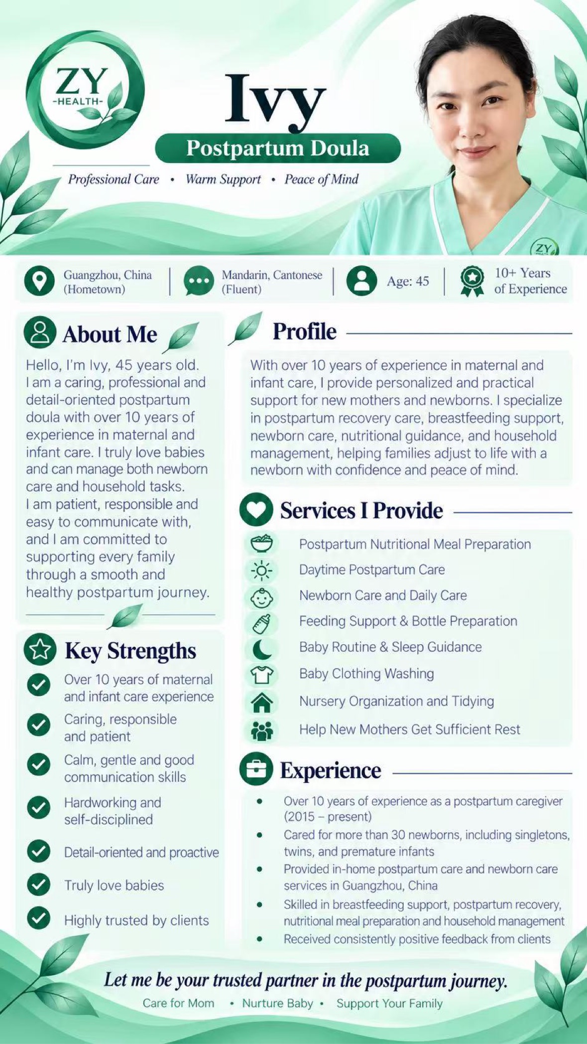 Ivy, postpartum doula - 10+ years experience